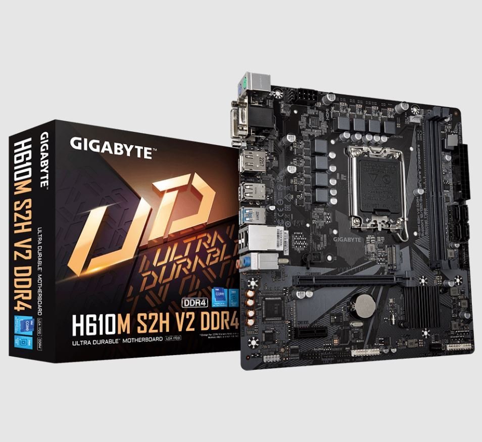 GIGABYTE H610M-S2H-V2-DDR4 Intel® H610 Motherboard with 6+1+1 Hybrid Phases Digital VRM Design PCIe