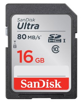 SANDISK SDSDUNC-016G-GN6IN 16GB Ultra SDHC 80MB Class 10 UHS I SD-MMC Kart