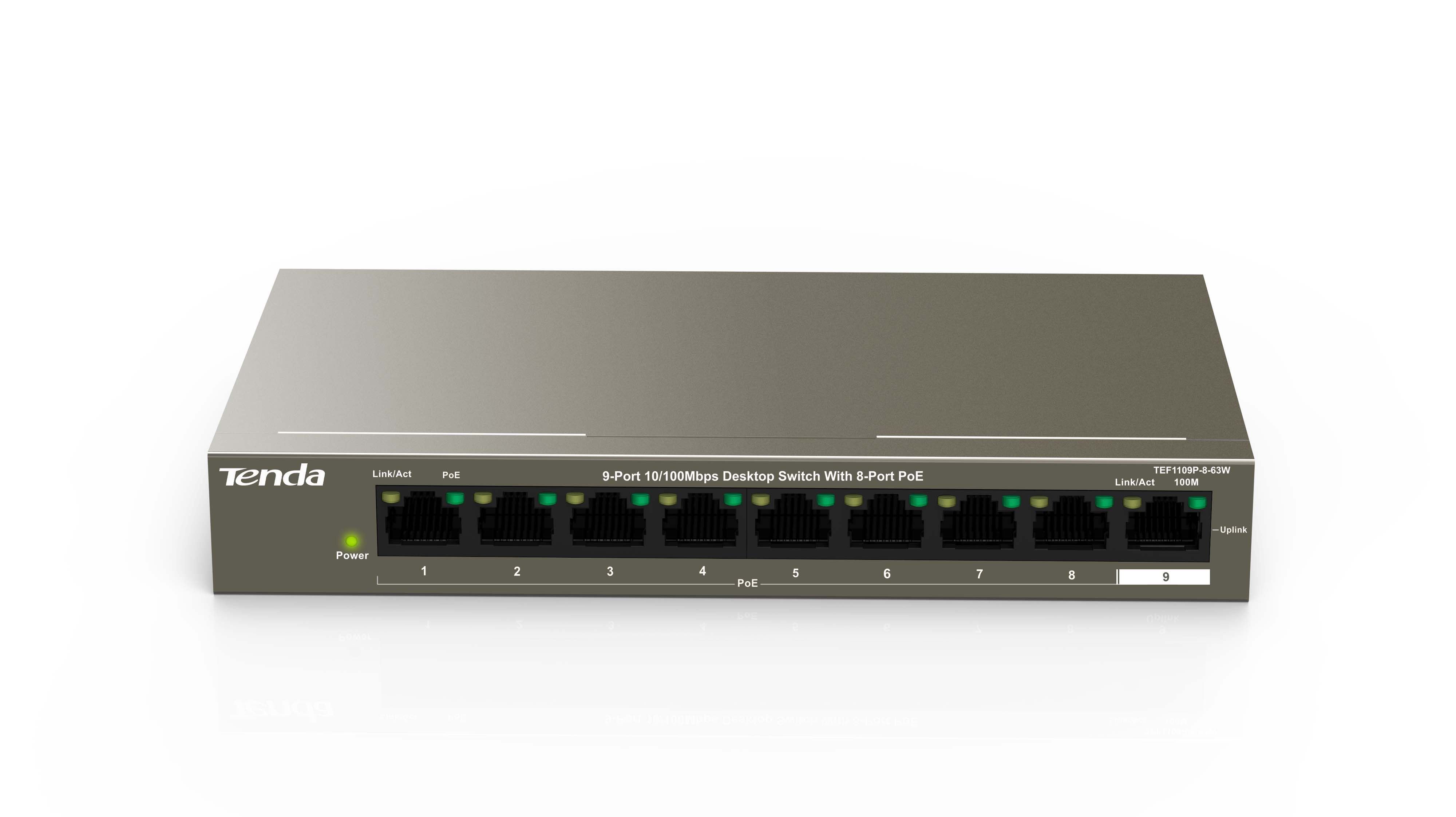 TENDA TEF1109P-8-63W 8 Port 10/100 PoE 9 Port Switch